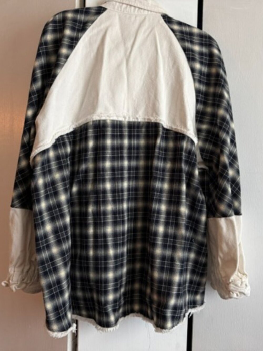 Fantasy Fawn Plaid Colorblock Shacket L Oversized Boho Style - Picture 2 of 2
